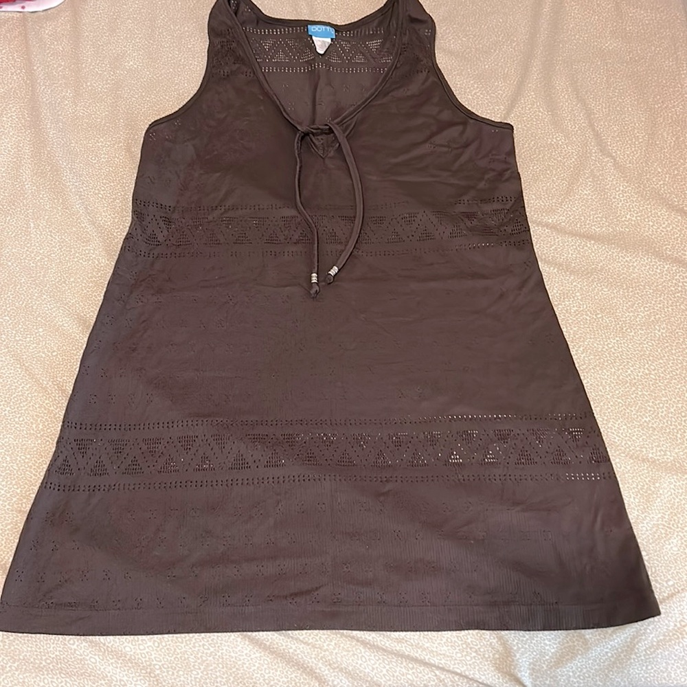🤎Dotti XLchocolate brown swim cover up. Tie front with gold accent. Beach